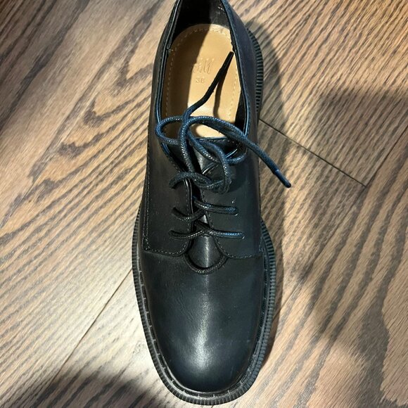 H&M Black Chunky Lace-Up Shoes 7.5/38 - Picture 2 of 6